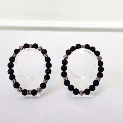Black Matte Onyx, 925 Sterling Silver spacers