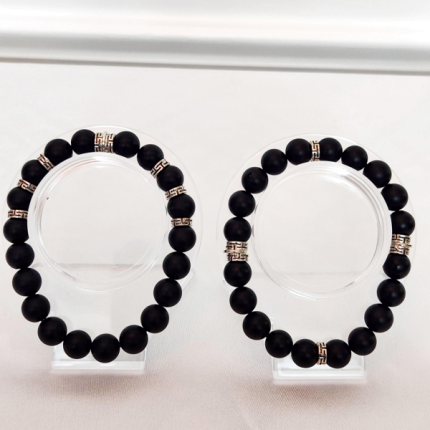 Black Matte Onyx, 925 Sterling Silver spacers