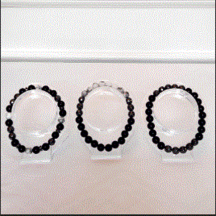 White Howlite Faceted, Black Onyx, Gunmetal Hematite Faceted, Gunmetal Hematite Spacers